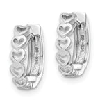 Sterling Silver RH-plated Brushed and Polished Finish Heart Hoop Earrings