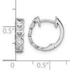 Sterling Silver RH-plated Brushed and Polished Finish Heart Hoop Earrings