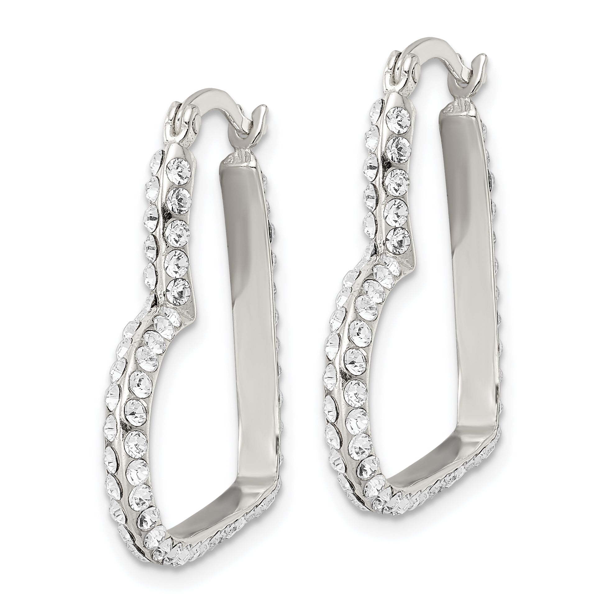 Sterling Silver CZ Heart Hoop Earrings Secondary image