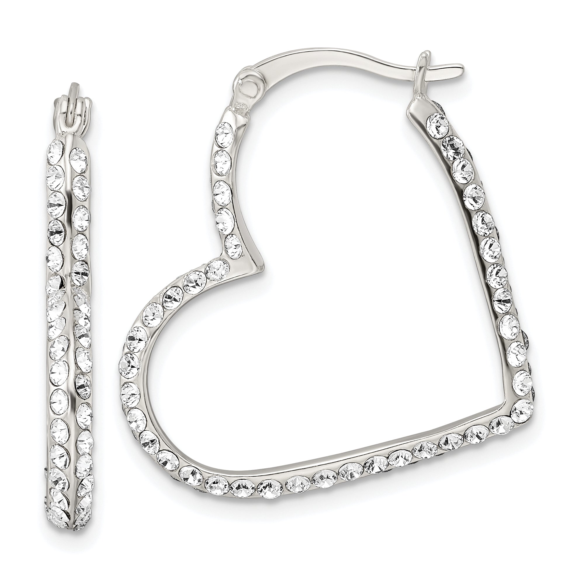 Sterling Silver CZ Heart Hoop Earrings Main image