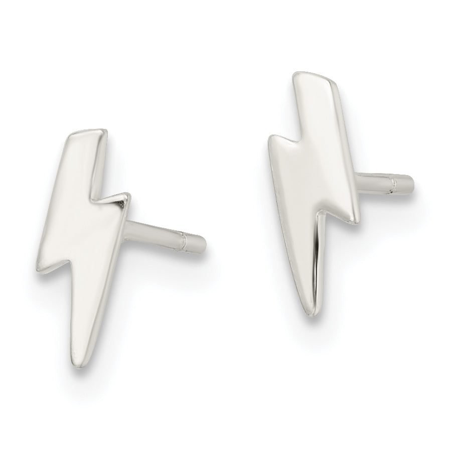 Sterling Silver Polished Tiny Lightning Post Earrings Secondary image