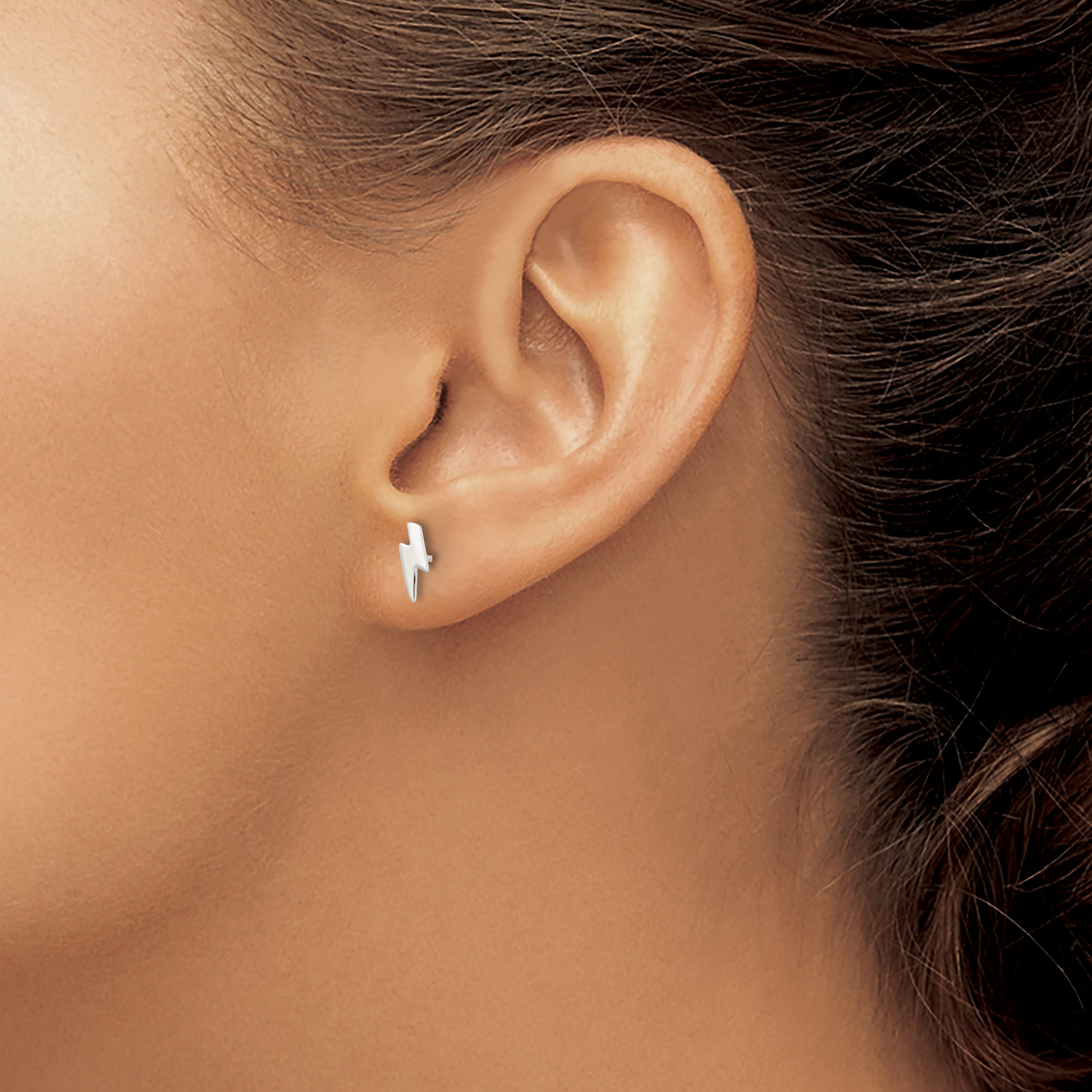 Sterling Silver Polished Tiny Lightning Post Earrings