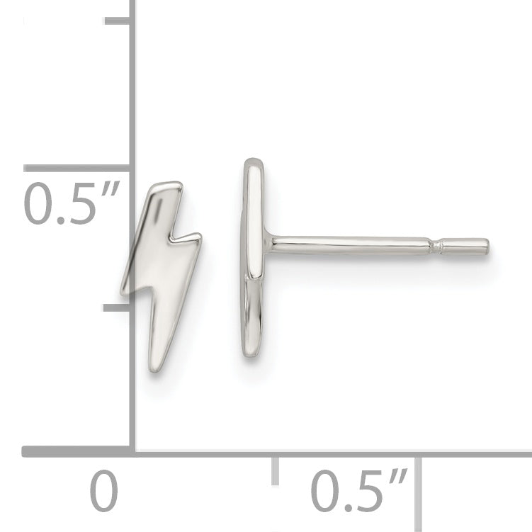 Sterling Silver Polished Tiny Lightning Post Earrings