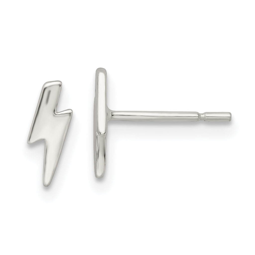 Sterling Silver Polished Tiny Lightning Post Earrings