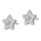 Sterling Silver Polished Rhodium-plated CZ Star Post Earrings