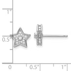 Sterling Silver Polished Rhodium-plated CZ Star Post Earrings