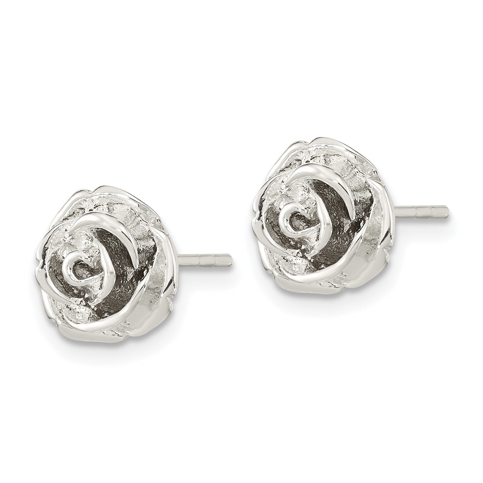 Sterling Silver Polished Rose Post Earrings Secondary image