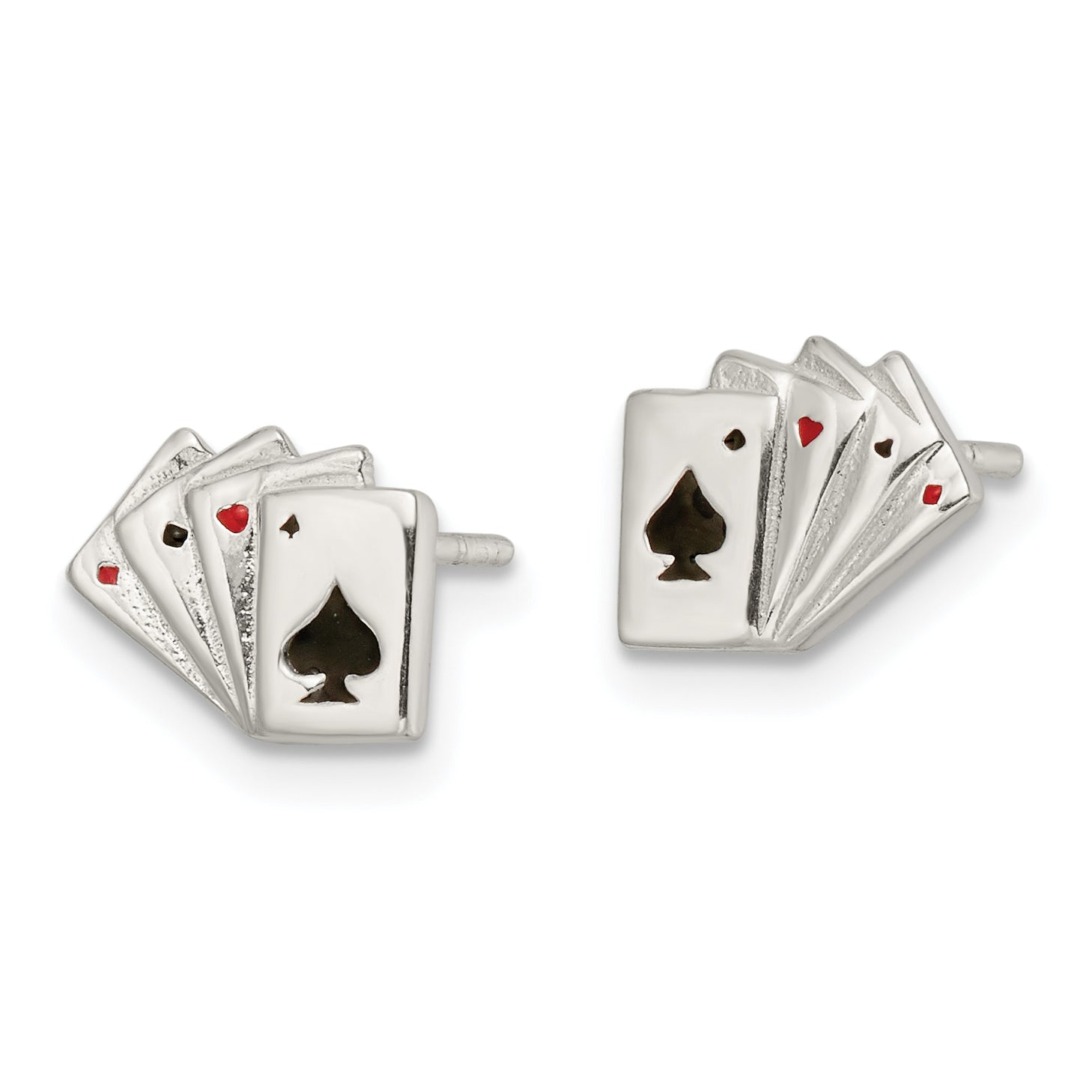 Sterling Silver Polished Playing Cards Post Earrings Secondary image