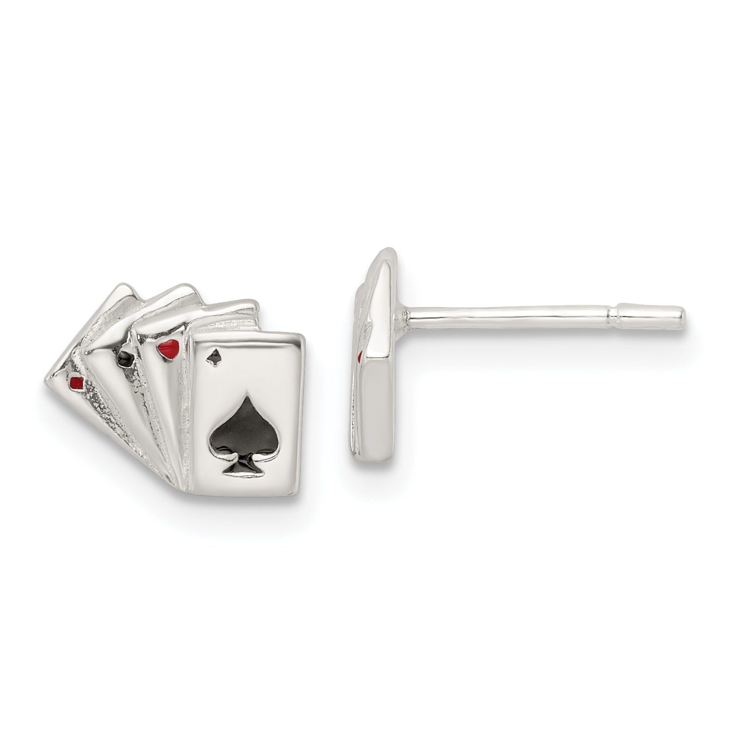 Sterling Silver Polished Playing Cards Post Earrings Main image
