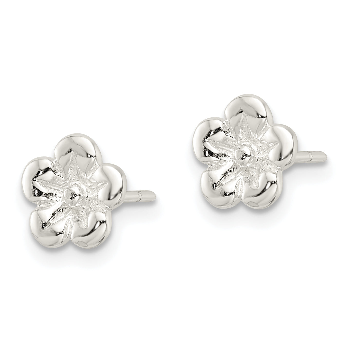Sterling Silver Polished Flower Post Earrings Secondary image