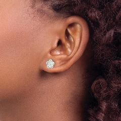 Sterling Silver Polished Flower Post Earrings