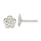 Sterling Silver Polished Flower Post Earrings