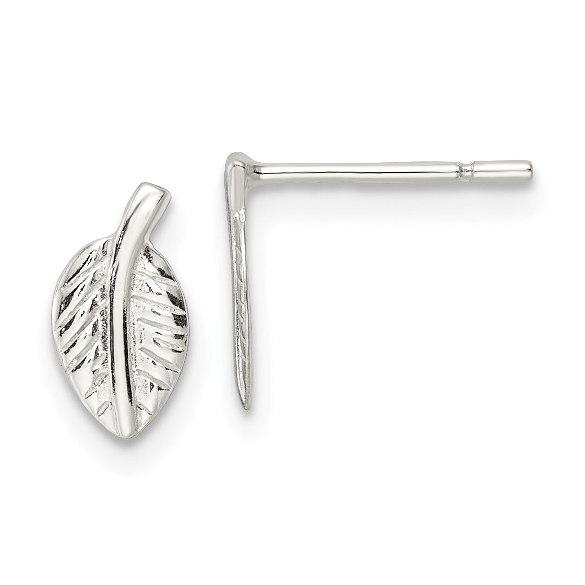 Sterling Silver Polished Tiny Leaf Post Earrings Main image