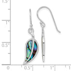 Sterling Silver RH-plated Abalone Leaf Shephard Hook Earrings