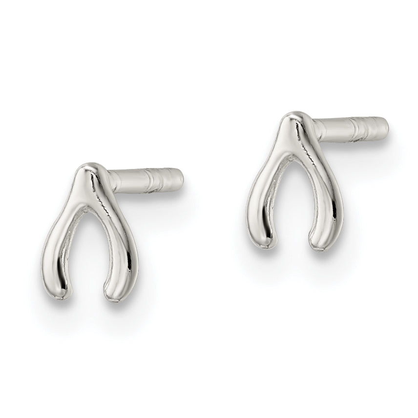 Sterling Silver Polished Wish Bone Post Earrings Secondary image