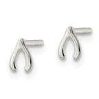 Sterling Silver Polished Wish Bone Post Earrings