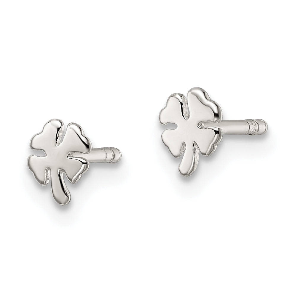Sterling Silver Polished 4 Leaf Clover Post Earrings Secondary image