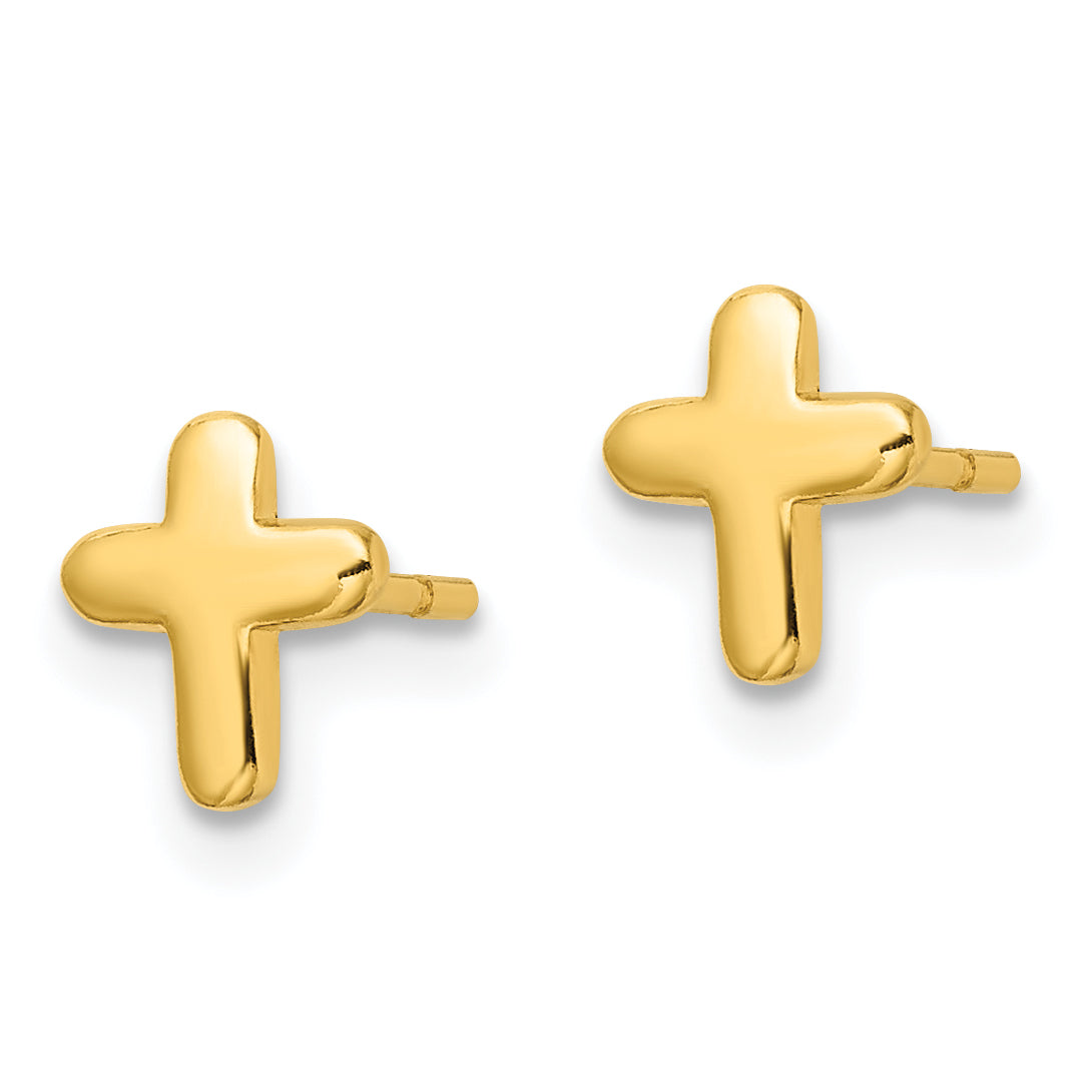 Sterling Silver Gold-tone Polished Cross Post Earrings Secondary image