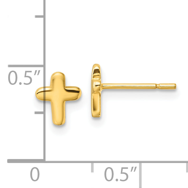 Sterling Silver Gold-tone Polished Cross Post Earrings
