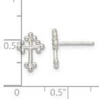 Sterling Silver Polished Budded Cross Post Earrings