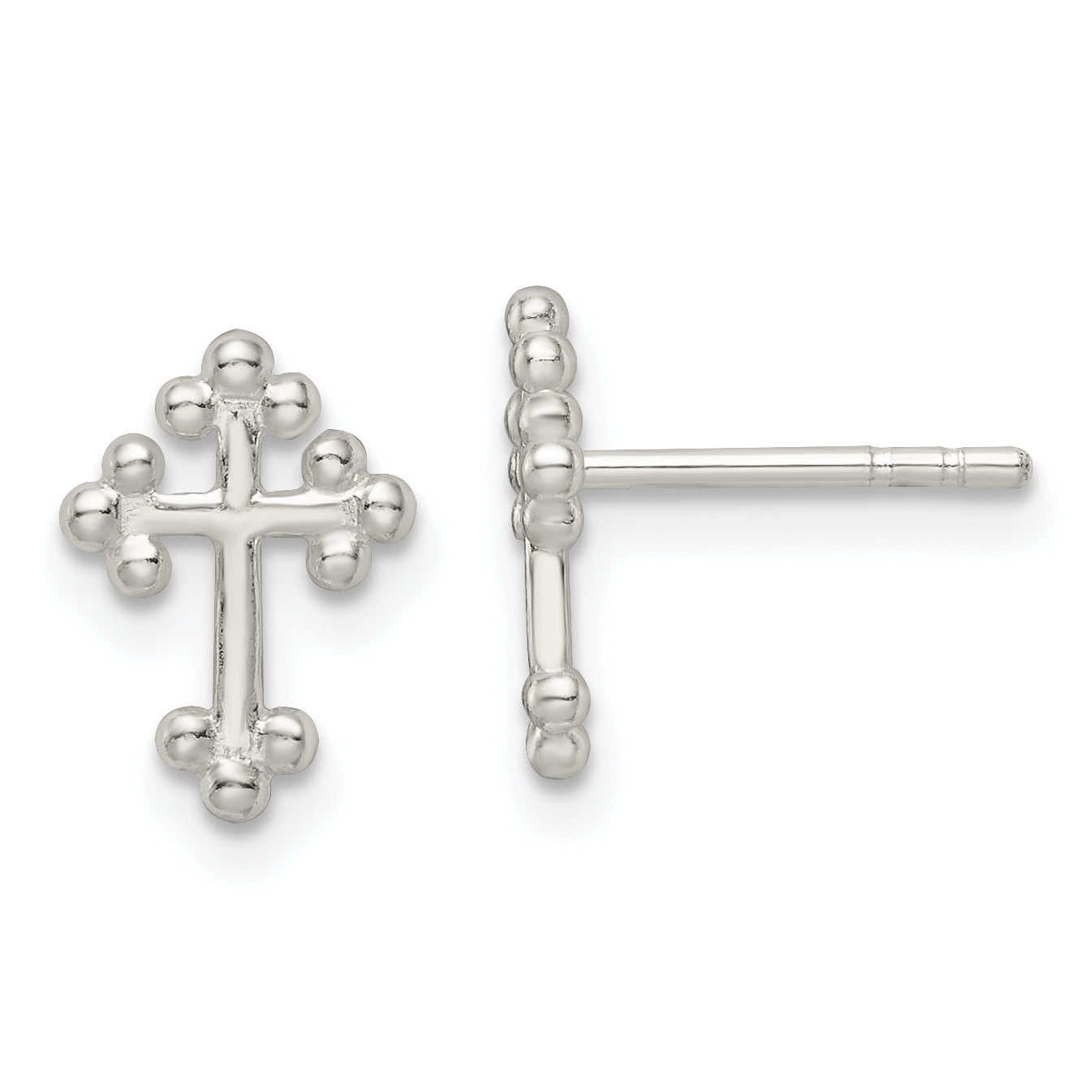 Sterling Silver Polished Budded Cross Post Earrings Main image