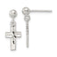 Sterling Silver Polished and D/C Latin Cross Post Dangle Earrings