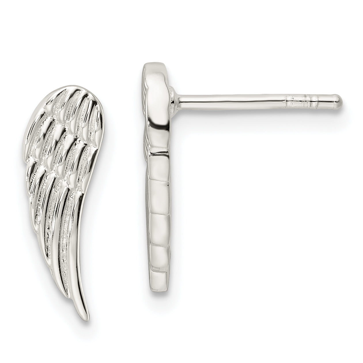 Sterling Silver Polished and Textured Wing Post Earrings Main image