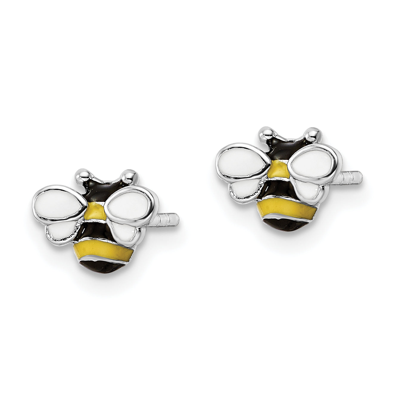 Sterling Silver RH-plated Enamel Bumblebee Children's Post Earrings Secondary image