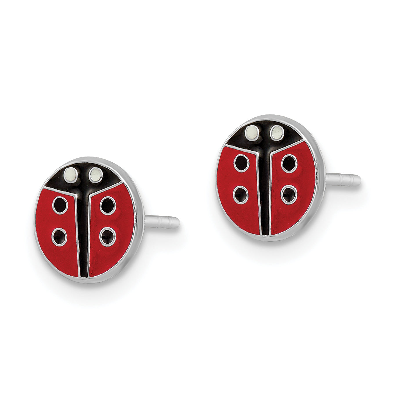 Sterling Silver RH-plated Enameled Ladybug Children's Post Earrings Secondary image
