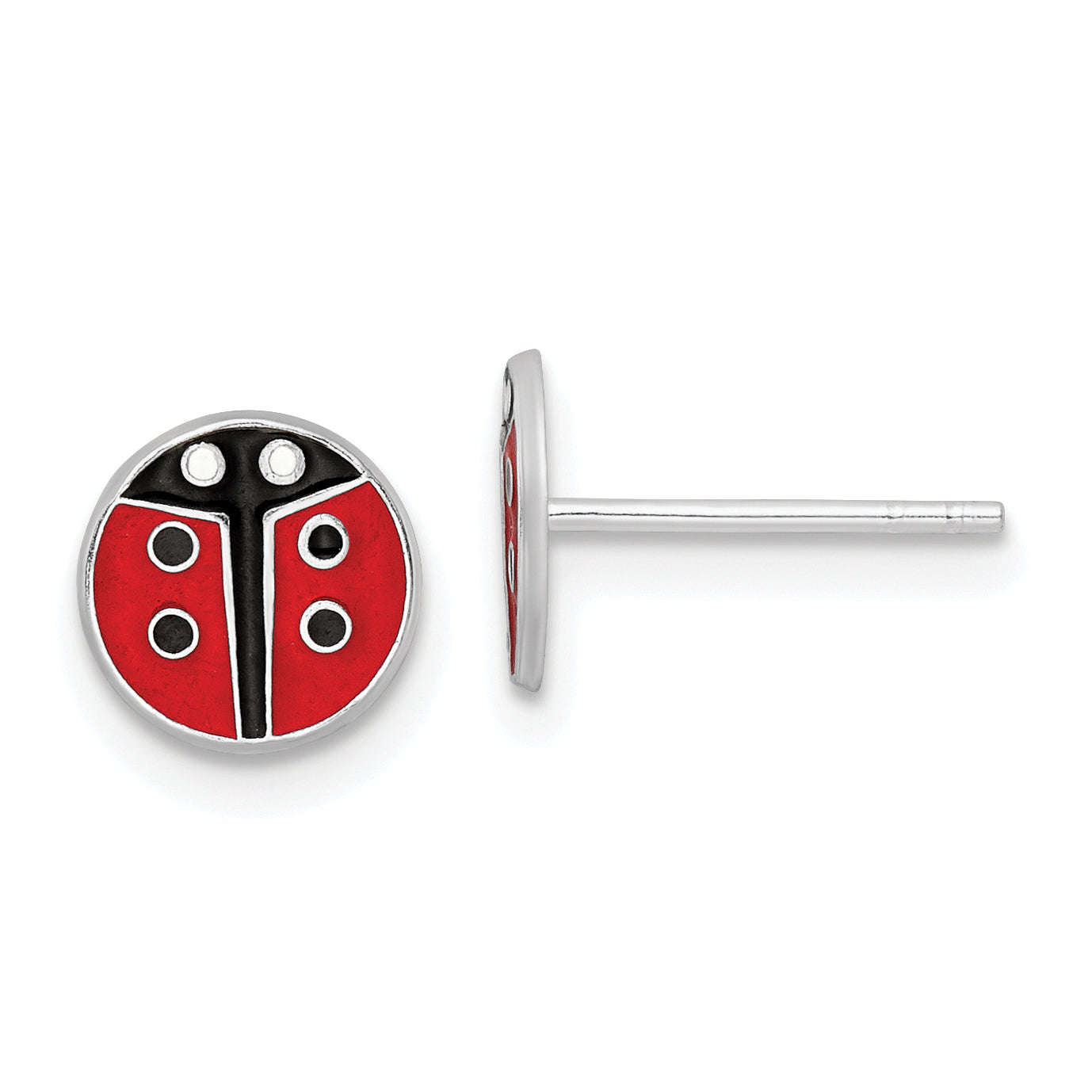 Sterling Silver RH-plated Enameled Ladybug Children's Post Earrings Main image