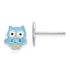 Sterling Silver Rhodium-plated Polished Multi-color Enameled Blue Owl Children's Post Earrings