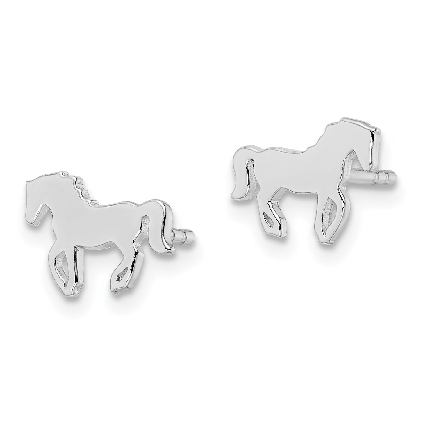 Sterling Silver Rhodium-plated Polished Horse Children's Post Earrings Secondary image