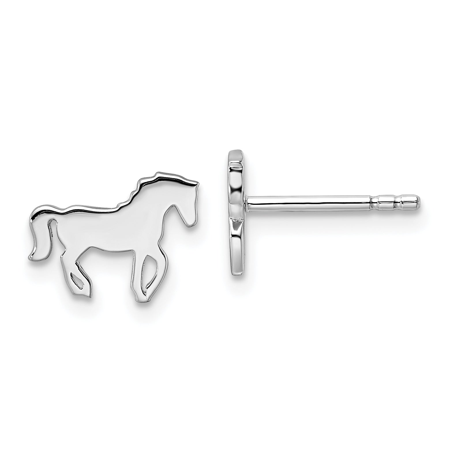 Sterling Silver Rhodium-plated Polished Horse Children's Post Earrings Main image