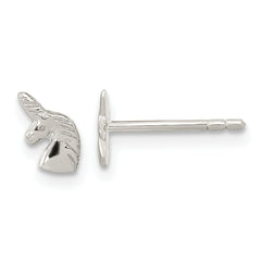 Sterling Silver Rhodium-plated Polished Unicorn Head Post Earrings