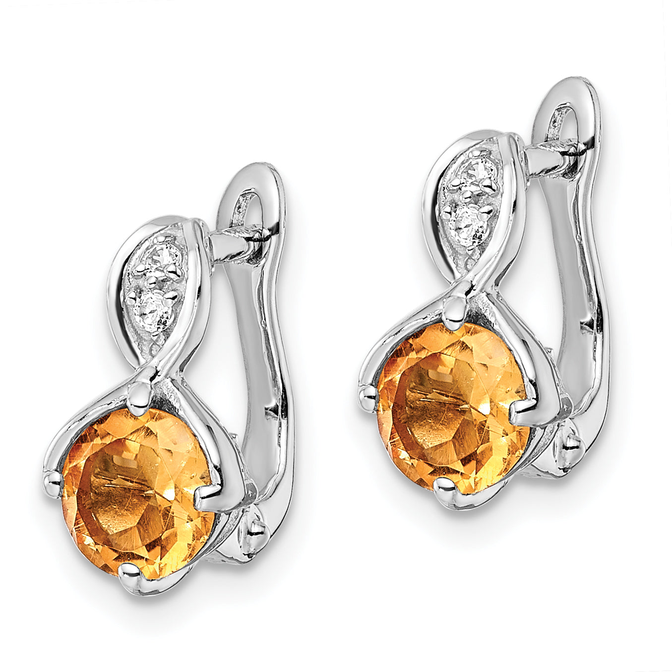 Sterling Silver RH-plated 1.48t.w. Citrine/Wt Topaz Hinged Earrings Secondary image