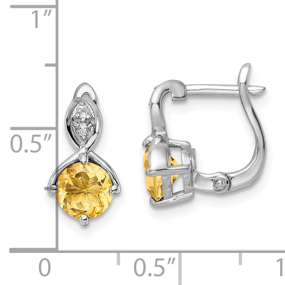 Sterling Silver RH-plated 1.48t.w. Citrine/Wt Topaz Hinged Earrings