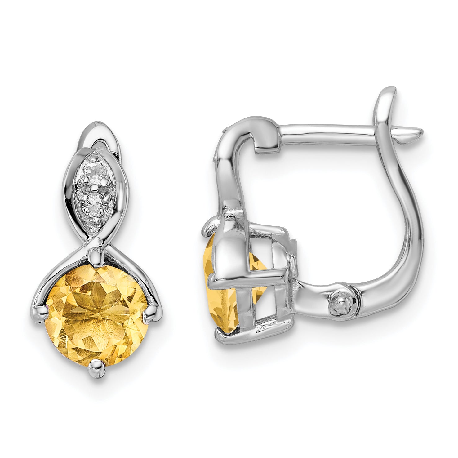Sterling Silver RH-plated 1.48t.w. Citrine/Wt Topaz Hinged Earrings Main image