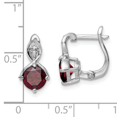 SS RH-plated 2.08t.w. Garnet/White Topaz Hinged Earrings