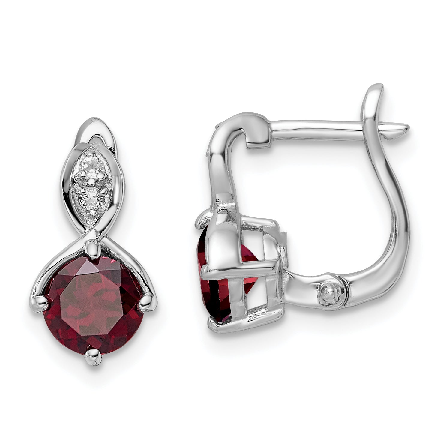 SS RH-plated 2.08t.w. Garnet/White Topaz Hinged Earrings Main image