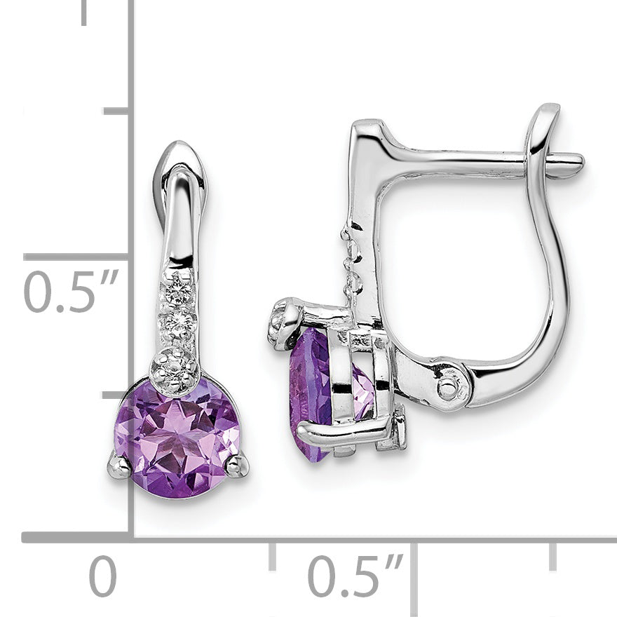 Sterling Silver Rhod-plat 1.49AM/WhiteTopaz Circle Hinged Earring