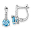 Sterling Silver Rhodium-plated Swiss BT/White Topaz Circle Hinged Earrings