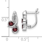 SS Rhod-plate .68t.w. Garnet/White Topaz Swirl Hinged Earring
