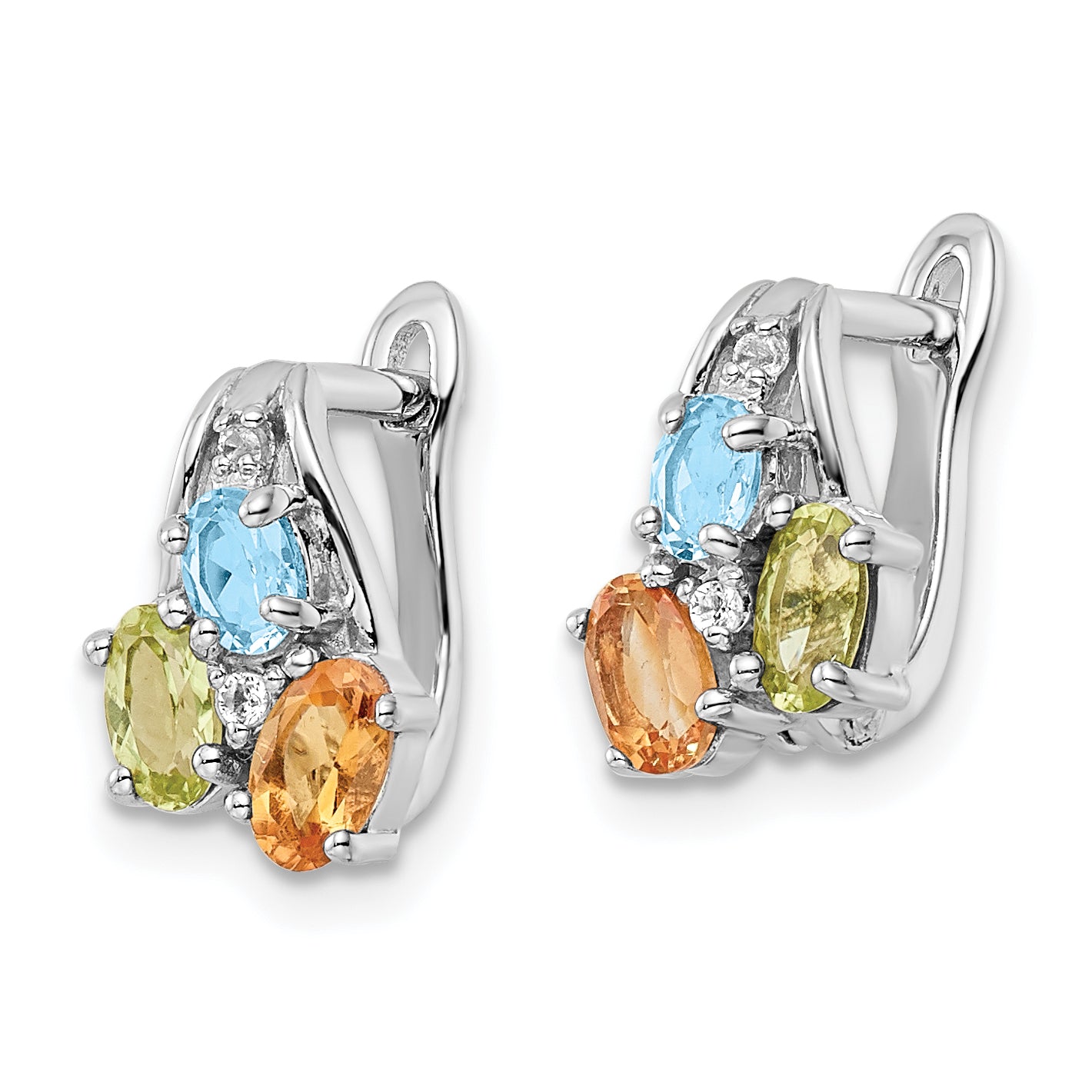 Sterling Silver RH-plated 1.50t.w. PE/CI/LSBT/WT Hinged Earrings Secondary image