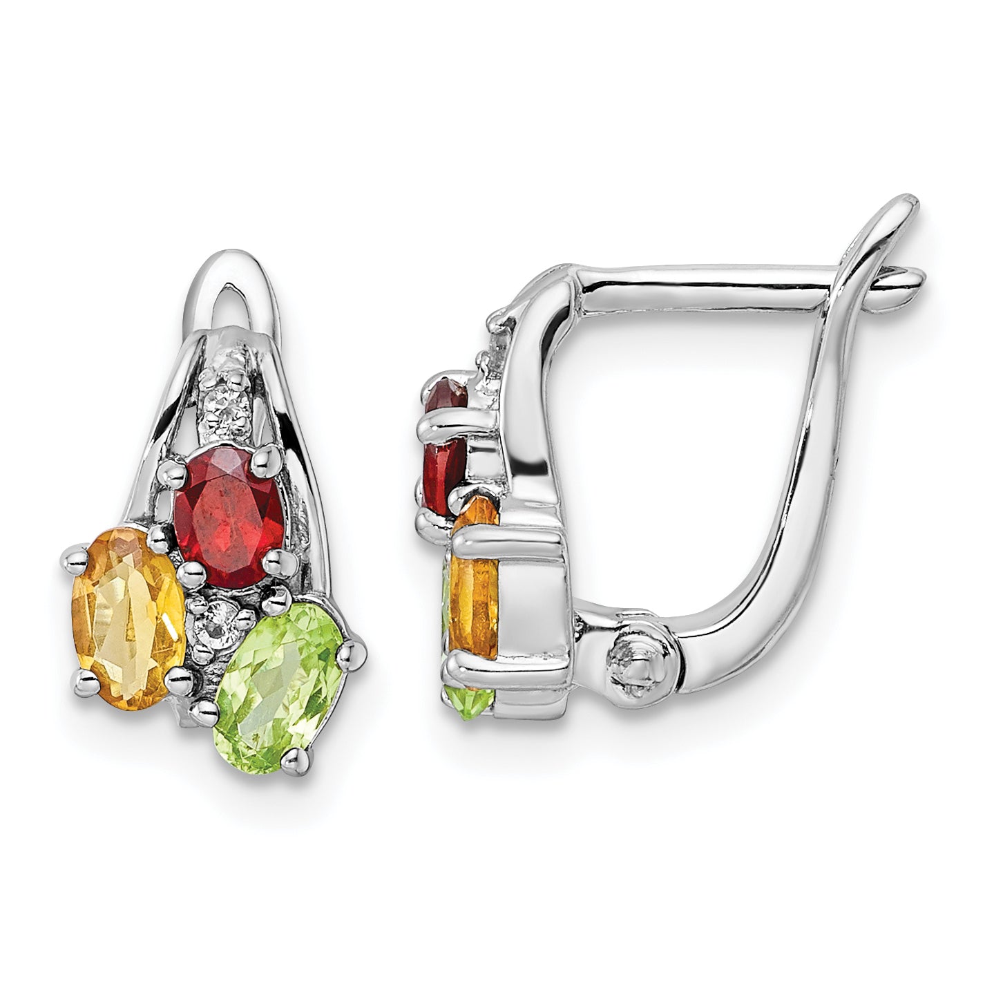 Sterling Silver RH-plated 1.48t.w. PE/CI/GA/WT Hinged Earrings Main image