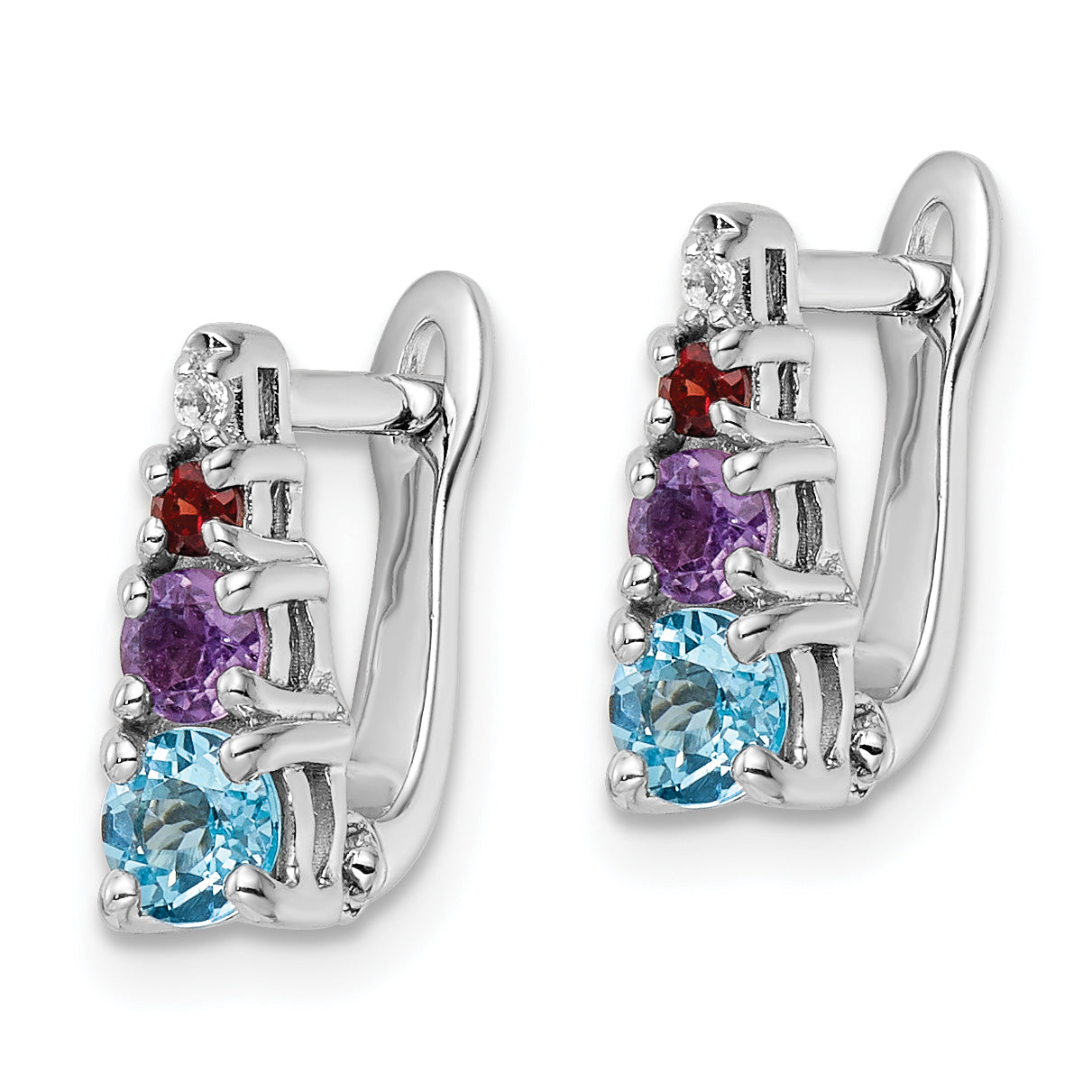 Sterling Silver RH-plated .93t.w. LSBT/AM/GA/WT Hinged Earrings Secondary image