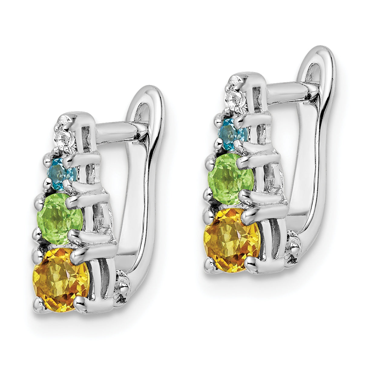 Sterling Silver RH-plated .77t.w. PE/CI/BT/WT Hinged Earrings Secondary image