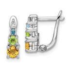 Sterling Silver RH-plated .77t.w. PE/CI/BT/WT Hinged Earrings