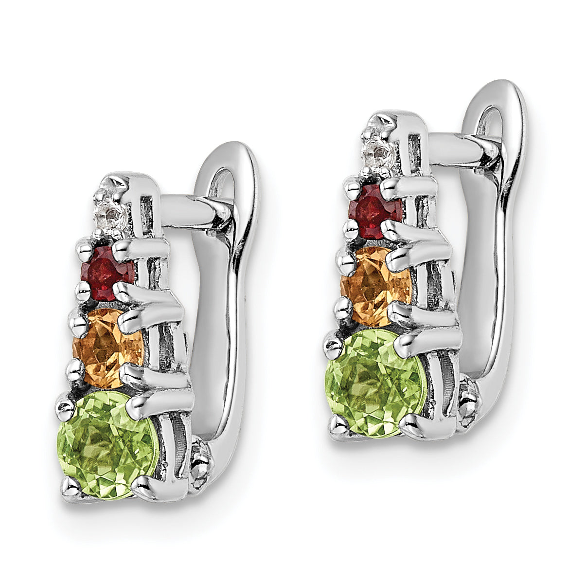Sterling Silver RH-plated .85t.w. PE/CI/GA/WT Hinged Earrings Secondary image