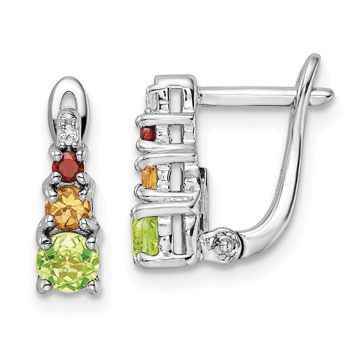 Sterling Silver RH-plated .85t.w. PE/CI/GA/WT Hinged Earrings Main image