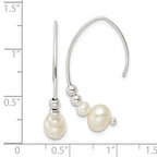 Sterling Silver Rhodium-plated Polished Glass Pearl Dangle Earrings